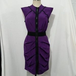 Bebe Cute Purple Silk Blend Dress with Full Zipper